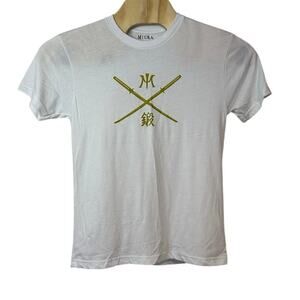 Miura Golf Samurai Graphic T-Shirt Size M White Athletic Sporty Casual‎ Japanese
